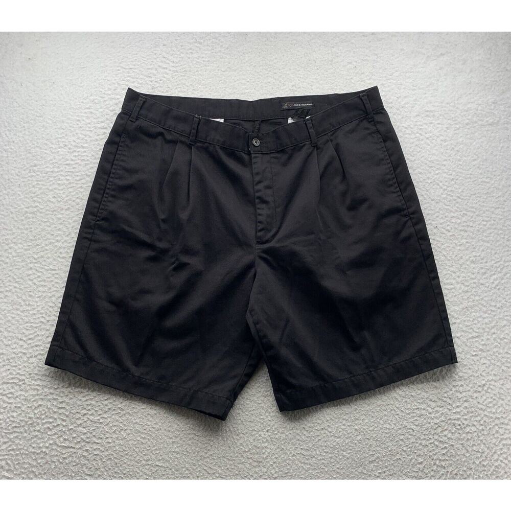 Greg Norman Chino‎ Golf Shorts Mens 40 Black 9" Pleated Preppy Casual Golfer Dad